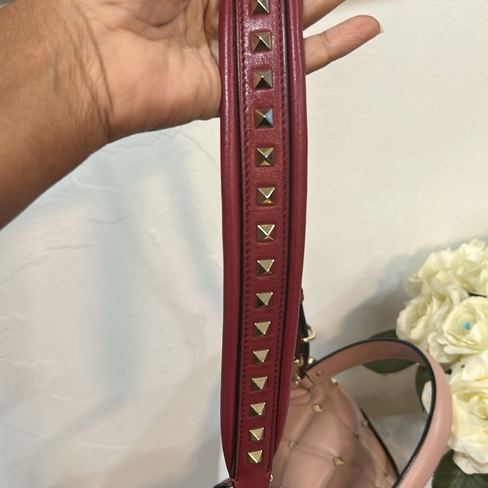 Valentino Garavani Red and Pink Quilted Studded Bag - Picture 7 of 13